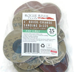 (25pc) Rogue River Tools 3" Quick-Change Sanding Discs (Type - R) (180 Grit)