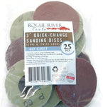 (25pc) Rogue River Tools 3" Quick-Change Sanding Discs (Type - R) (180 Grit)