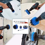 4pc Power Scrubber Quick-Change Drill Attachment Set - 3 Brushes and 1 Extension